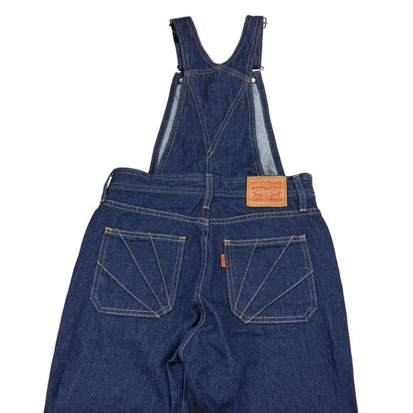 LEVI'S  Orange Tab Overalls Jumpsuit Sz 25 Blue Raw Fringe Hem - Picture 13 of 15
